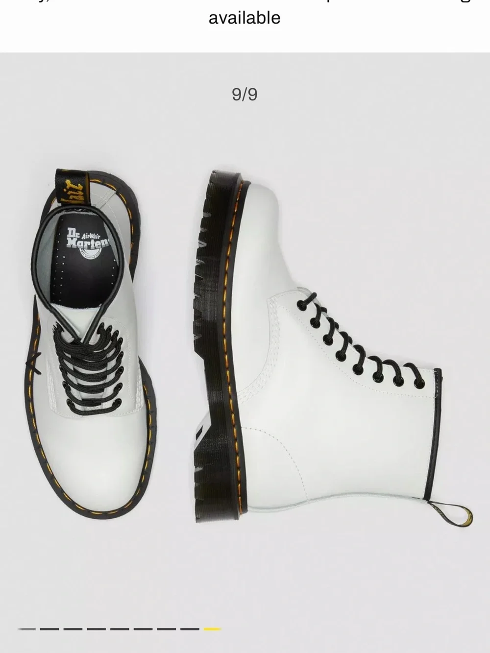 Dr. Martens White Leather 8-Eye Lace-Up Platform Boots with Black Laces